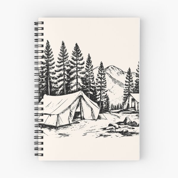 Item preview, Camping Vibes - Black and White Campsite in Mountains designed and sold by greenwhite25.