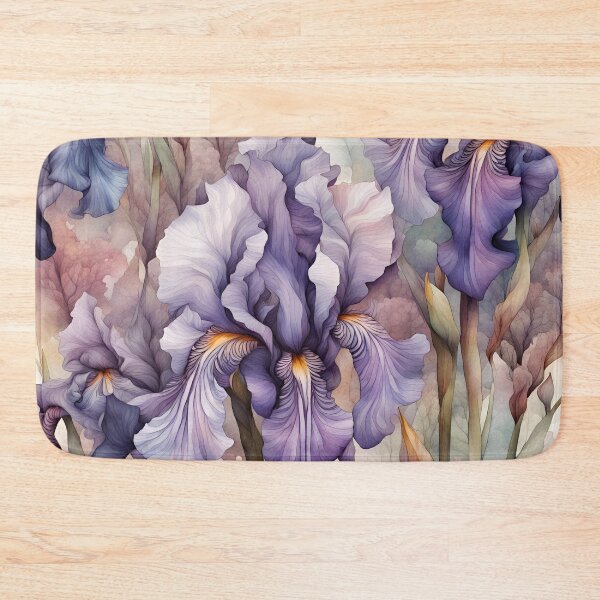 Item preview, Purple Iris Flowers Pastel Watercolor Painting designed and sold by ShaViArt.