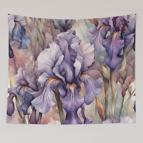 Item preview, Purple Iris Flowers Pastel Watercolor Painting designed and sold by ShaViArt.