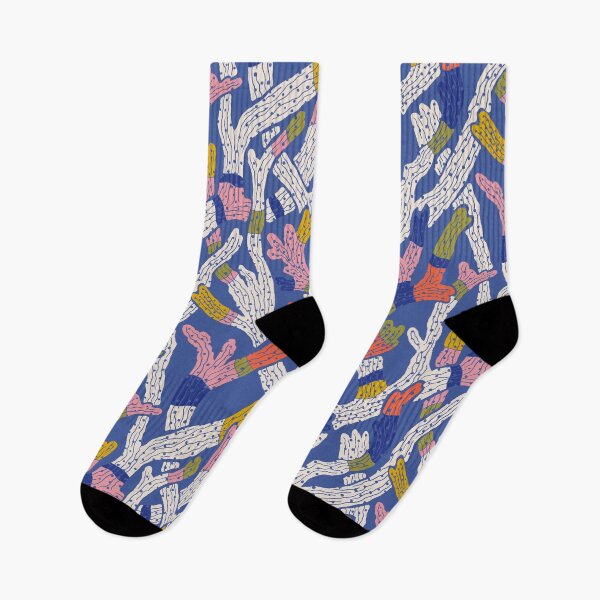 Item preview, Coastal Charm: Coral Sea Life Block Print Pattern in Blue, Orange and Mustard designed and sold by Ema Tudose.