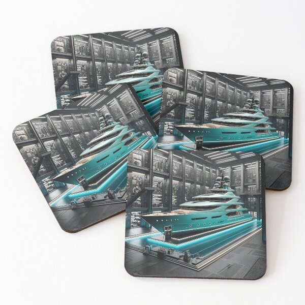 Item preview, Turquoise Opulence: Exclusive Yacht in Industrial Style designed and sold by ByDigitalDream.