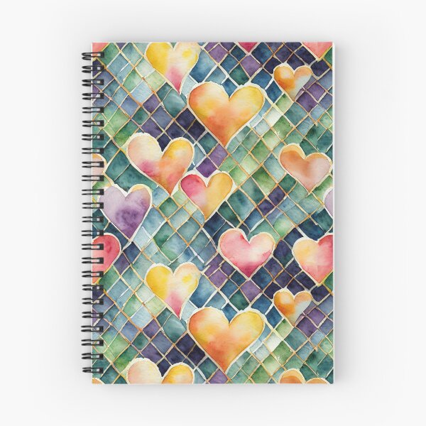 Item preview, Pattern with colorful hearts in watercolor designed and sold by Karin Schön.