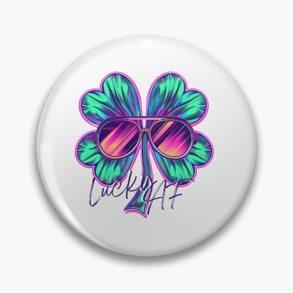 Artikelvorschau, Synthwave Vibes: Lucky AF 4 Leaf Clover Grafikdesign entworfen und verkauft von TheJerseyFolks.