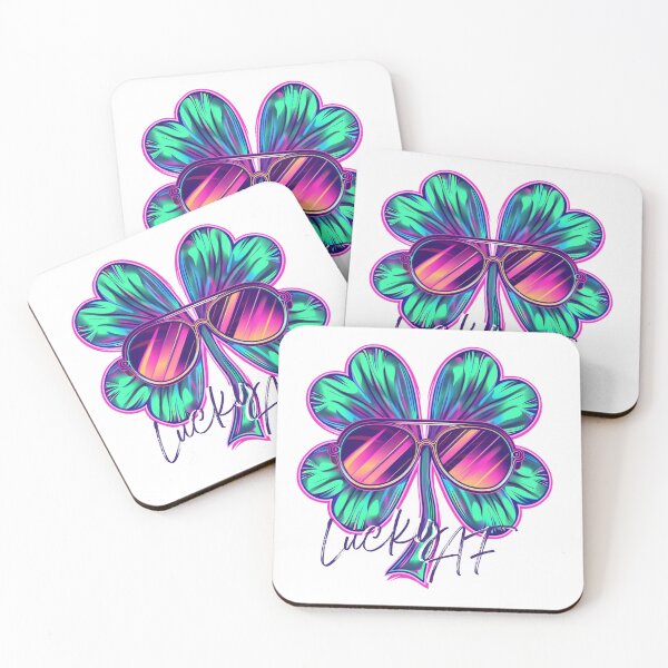 Item preview, Synthwave Vibes: Lucky AF 4 Leaf Clover Graphic Design designed and sold by TheJerseyFolks.