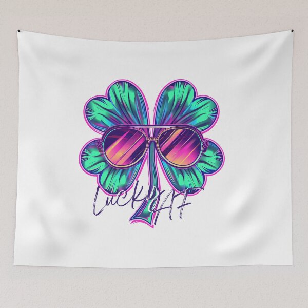 Item preview, Synthwave Vibes: Lucky AF 4 Leaf Clover Graphic Design designed and sold by TheJerseyFolks.