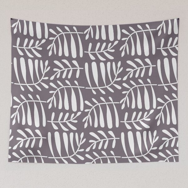 Item preview, Modern minimalistic abstract botanical print. Trendy leaves. White leaf on dark background seamless pattern designed and sold by Eridanka.