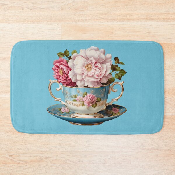 Item preview, Vintage tea cup with beautiful flowers pastel blue designed and sold by Chomchol.