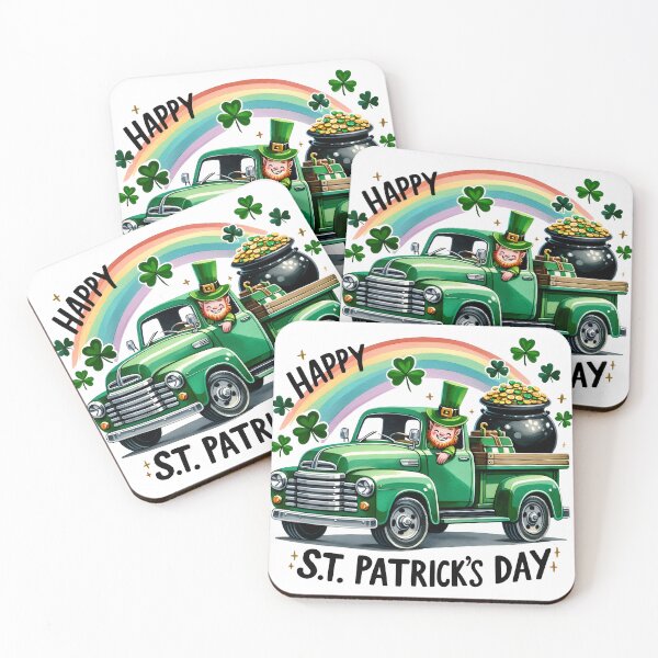 Item preview, Happy St Patrick's Day ,Funny Gnome With Green Truck, Cute Shamrock designed and sold by ArtByKatti.
