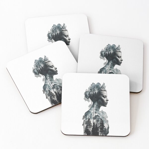 Item preview, Silhouette of a Nordic queen filled with a forest designed and sold by GSAJD.