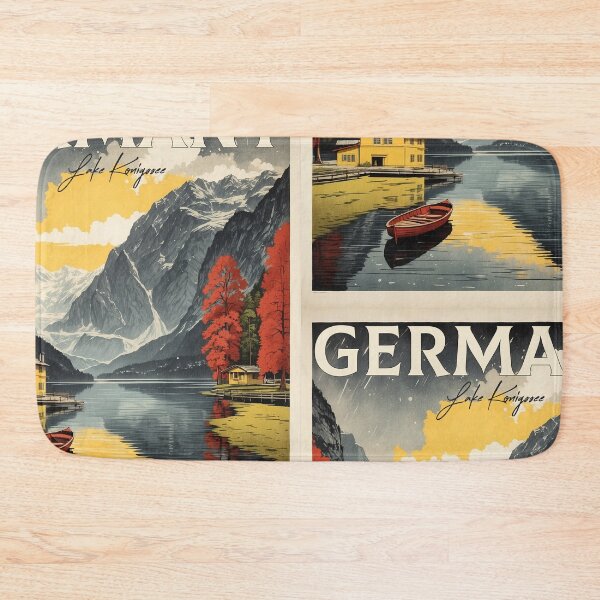 Item preview, Germany Lake Konigssee Rainy Night Vintage Travel Poster designed and sold by TravelersGems.