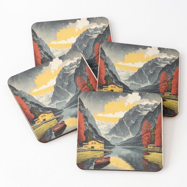 Item preview, Germany Lake Konigssee Rainy Night Vintage Travel Poster Art designed and sold by TravelersGems.