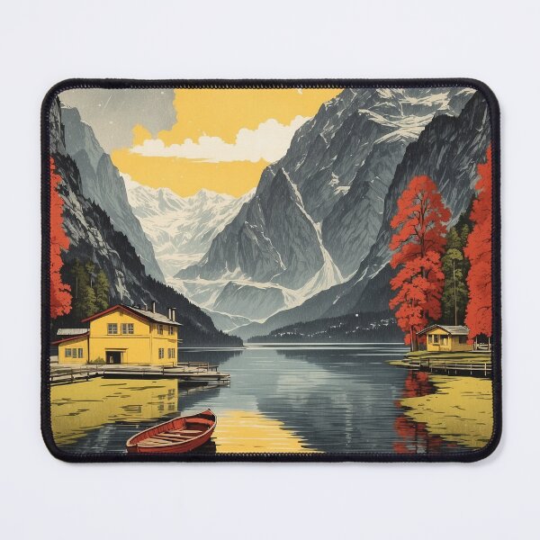 Item preview, Germany Lake Konigssee Rainy Night Vintage Travel Poster Art designed and sold by TravelersGems.