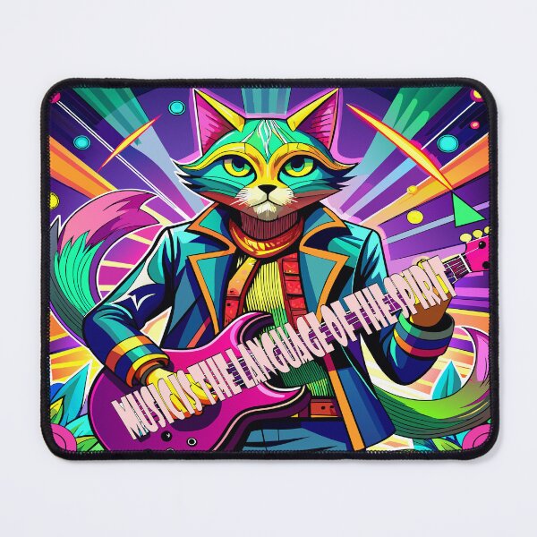 Item preview, Harmonious Whiskers: Serenading Souls,guitarist cat designed and sold by AgarutanPrint.