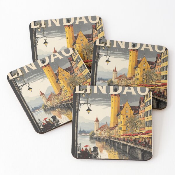 Item preview, Lindau Germany Rainy Night Vintage Travel Poster Art designed and sold by TravelersGems.