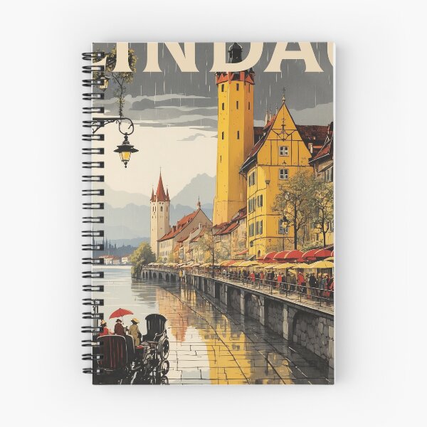 Item preview, Lindau Germany Rainy Night Vintage Travel Poster Art designed and sold by TravelersGems.