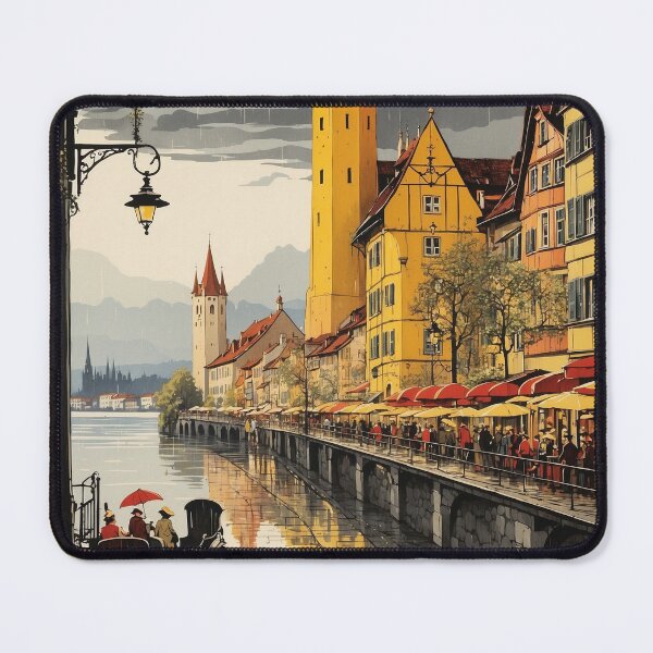 Item preview, Lindau Germany Rainy Night Vintage Travel Poster Art designed and sold by TravelersGems.