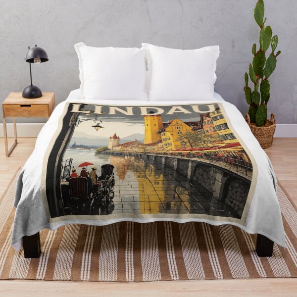 Item preview, Lindau Germany Rainy Night Vintage Travel Poster Art designed and sold by TravelersGems.