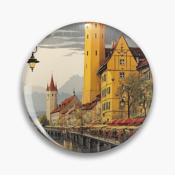 Item preview, Lindau Germany Rainy Night Vintage Travel Poster designed and sold by TravelersGems.