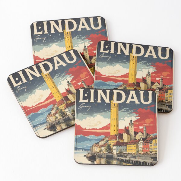 Item preview, Lindau Germany Starry Night Vintage Travel Poster designed and sold by TravelersGems.