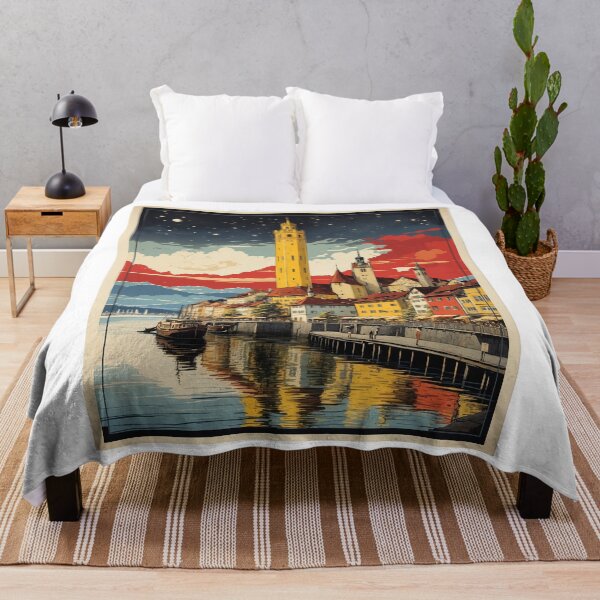 Item preview, Lindau Germany Starry Night Vintage Travel Poster Art designed and sold by TravelersGems.