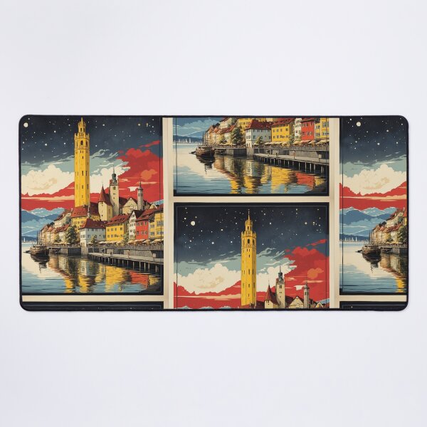 Item preview, Lindau Germany Starry Night Vintage Travel Poster Art designed and sold by TravelersGems.