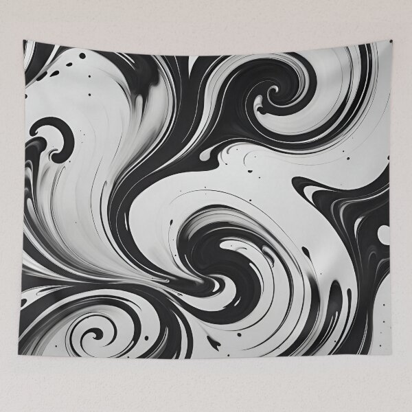Item preview, Ink Swirls Acrylic Paint Swirls Black and White designed and sold by ObsidianDaz.