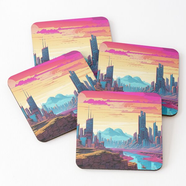 Item preview, Crimson Dusk in Neon Cityscape Dreams designed and sold by ArtComixHaven.