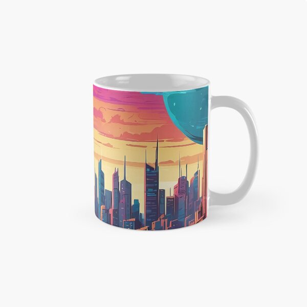 Item preview, Crimson Dusk in Neon Cityscape Dreams designed and sold by ArtComixHaven.