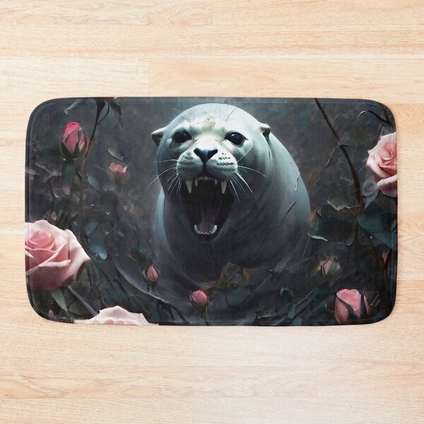 Item preview, Sea lion in an ocean of pink roses designed and sold by m-y-A-I-A-R-T-.