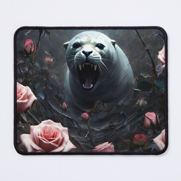 Item preview, Sea lion in an ocean of pink roses designed and sold by M-Y-A-R-T-.