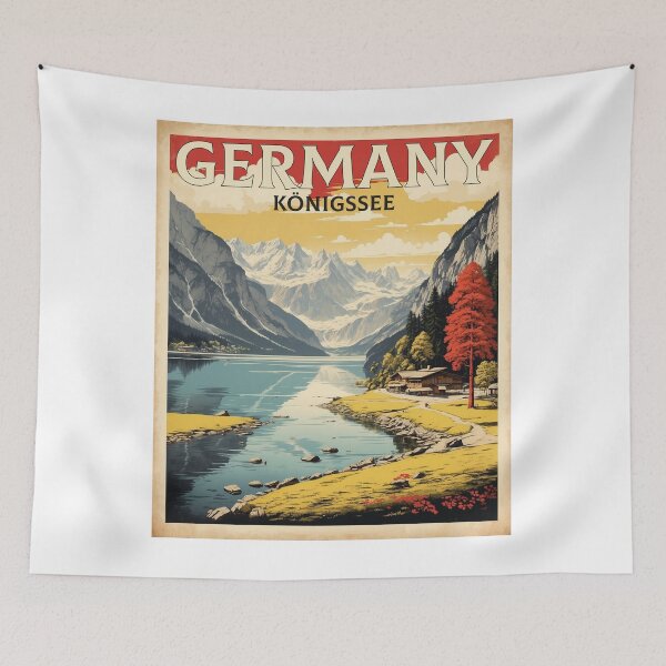 Item preview, King's Lake Konigssee Germany Vintage Travel Poster designed and sold by TravelersGems.