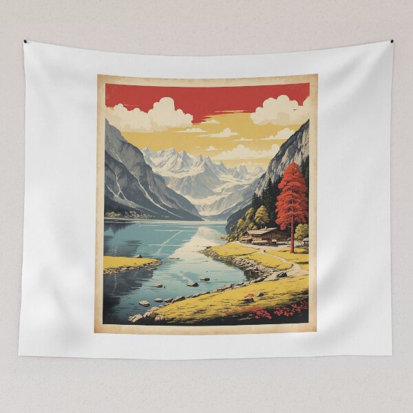 Item preview, King's Lake Konigssee Germany Vintage Travel Poster designed and sold by TravelersGems.