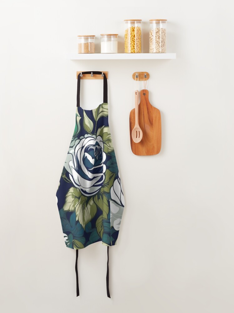 Thumbnail 4 of 6, Apron, Baroque Inspired White Roses designed and sold by DesignsByPrnces.