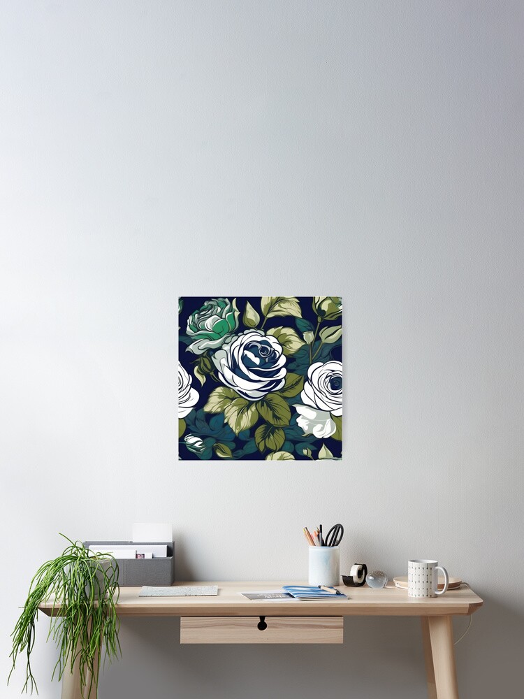 Thumbnail 2 of 3, Poster, Baroque Inspired White Roses designed and sold by DesignsByPrnces.