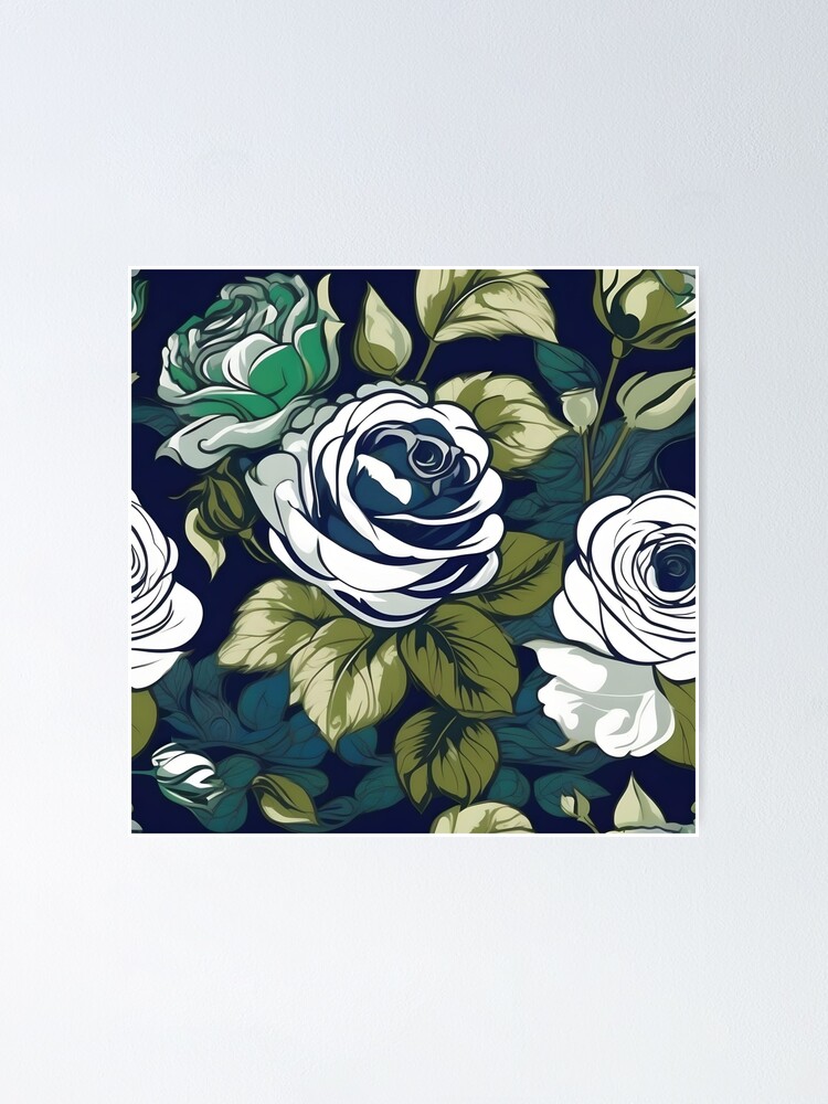 Thumbnail 1 of 3, Poster, Baroque Inspired White Roses designed and sold by DesignsByPrnces.