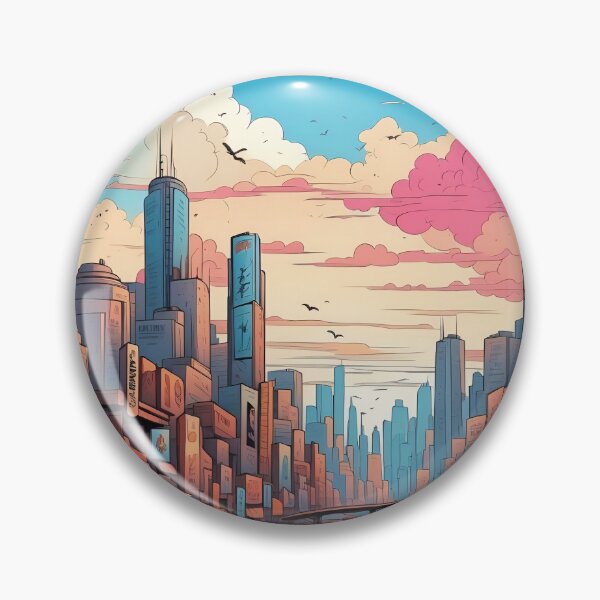 Item preview, Sunset Hues over Technicolor Urban Dreamscape designed and sold by ArtComixHaven.
