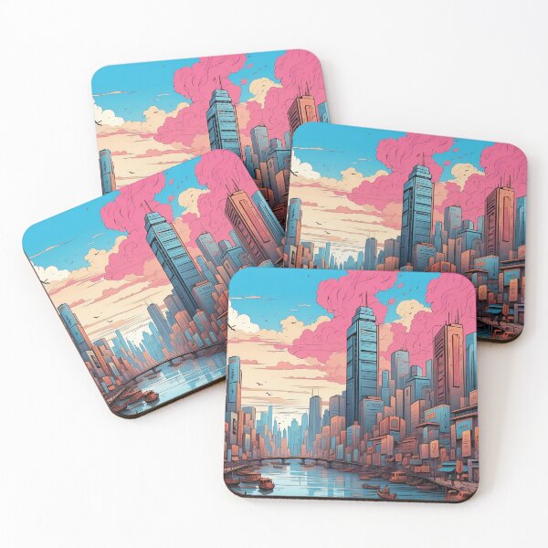 Item preview, Sunset Hues over Technicolor Urban Dreamscape designed and sold by ArtComixHaven.
