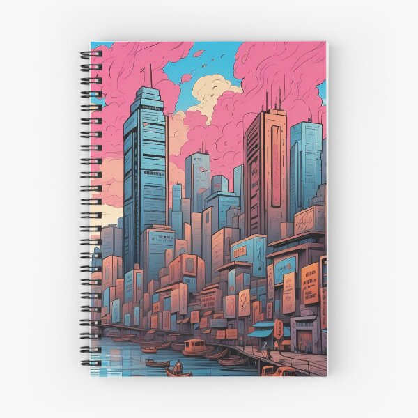 Item preview, Sunset Hues over Technicolor Urban Dreamscape designed and sold by ArtComixHaven.