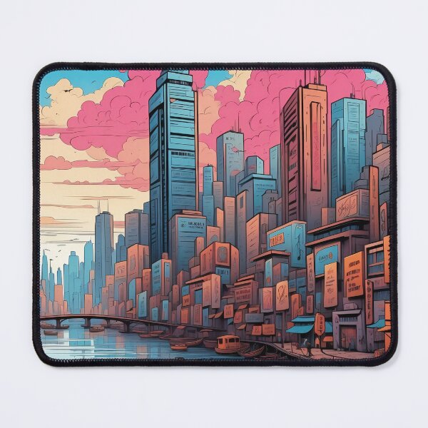 Item preview, Sunset Hues over Technicolor Urban Dreamscape designed and sold by ArtComixHaven.