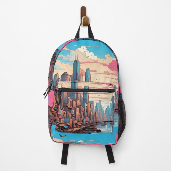 Item preview, Sunset Hues over Technicolor Urban Dreamscape designed and sold by ArtComixHaven.