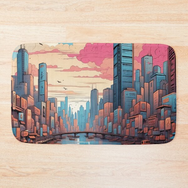 Item preview, Sunset Hues over Technicolor Urban Dreamscape designed and sold by ArtComixHaven.