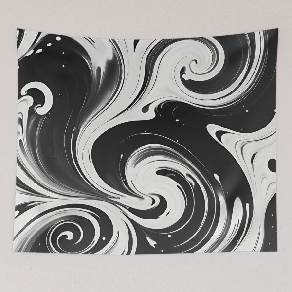 Item preview, Ink Swirls Acrylic Paint Swirls Black and White designed and sold by ObsidianDaz.