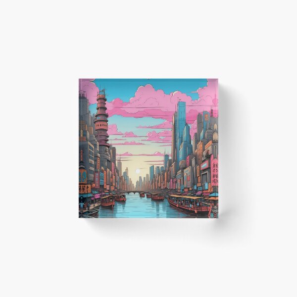 Item preview, Neon Twilight: Canal Reflections in a Dream City designed and sold by ArtComixHaven.