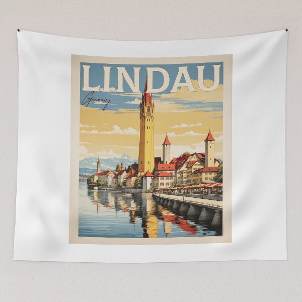 Item preview, Lindau Germany Vintage Travel Poster designed and sold by TravelersGems.