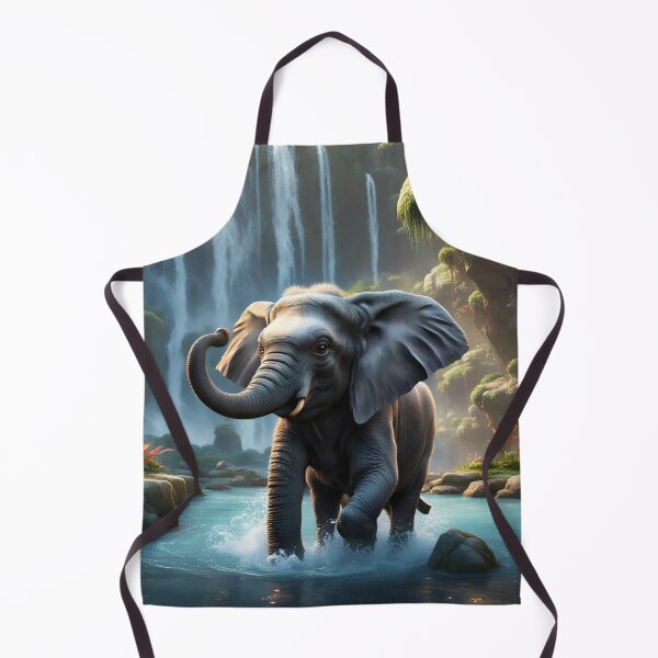Item preview, A Baby Elephant Bathing Near A Waterfall designed and sold by MoriFantasy.