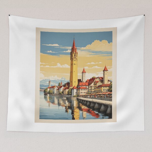 Item preview, Lindau Germany Vintage Travel Poster Art designed and sold by TravelersGems.
