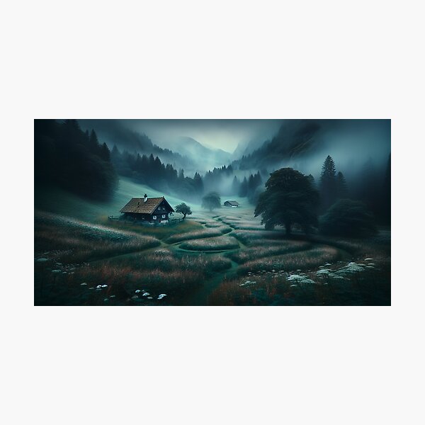 Item preview, Dark Cottagecore Dark Academia Gothic Rural Countryside Aesthetic Dark Landscape Mysterious designed and sold by LewaTahami.