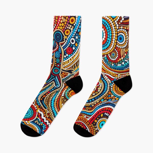 Item preview, Traditional Aboriginal dot art with walking man designed and sold by EdgyEdgeArt.