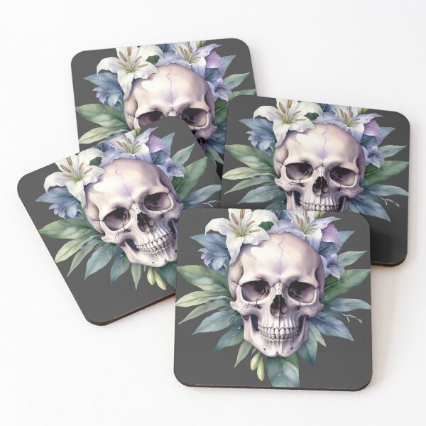 Item preview, Dark Skull with Lilies and Leaves designed and sold by The Art of Paper Craft.