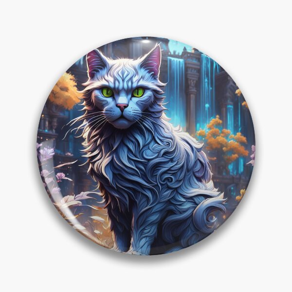 Item preview, Un gato salvaje cerca de un edificio en cascada en la naturaleza designed and sold by MoriFantasy.